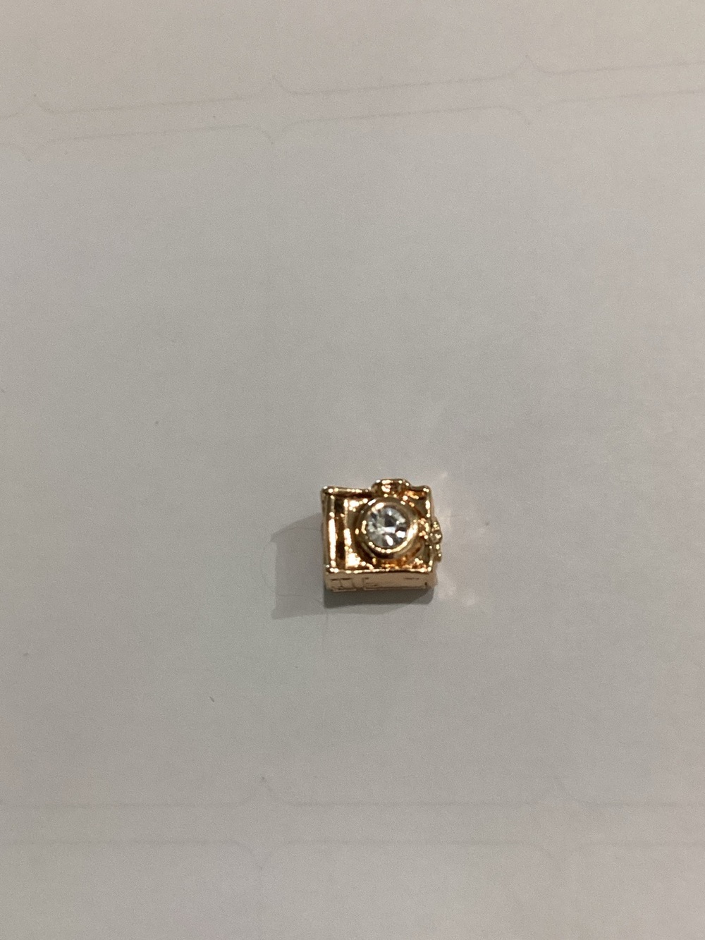 Gold Camera Charm Bead with‎ Clear Crystal Accent